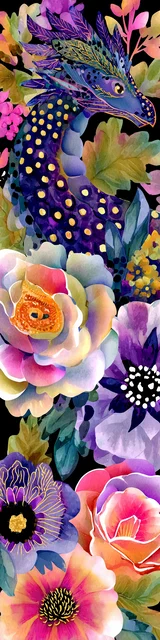 Free printable dragon bookmark featuring blue purple dragon